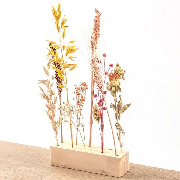 Wooden Dried flower stand - M - Flowers and Herbs + Dried Floral Arrangement  BotanicBridge