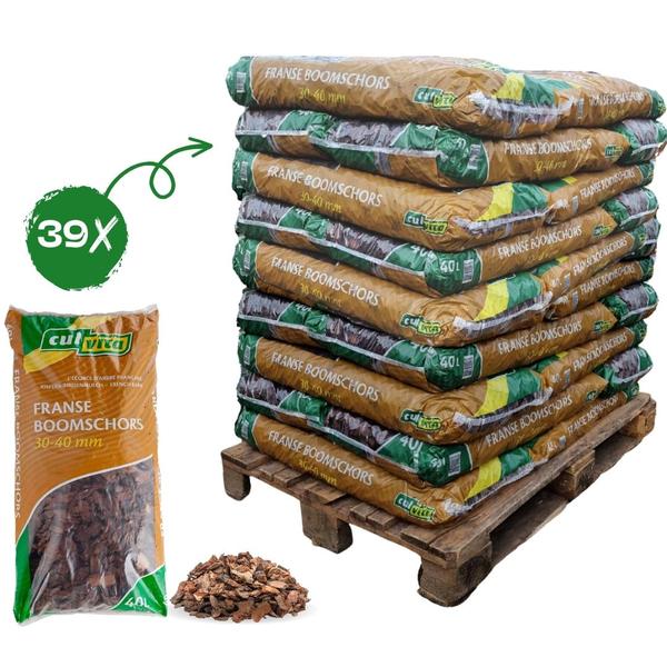 Culvita - Premium Franse Boomschors Bodembedekker - Sierschors 30-40 mm - schors geschikt voor aanleg van wandelpaden - 1560 liter - pallet  BotanicBridge