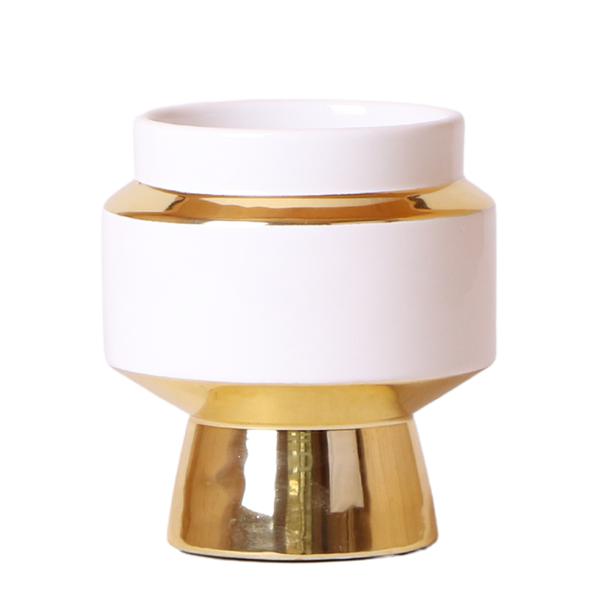 Kolibri Home | Le Chic bloempot - Witte keramieken sierpot met gouden details - Ø9cm  BotanicBridge