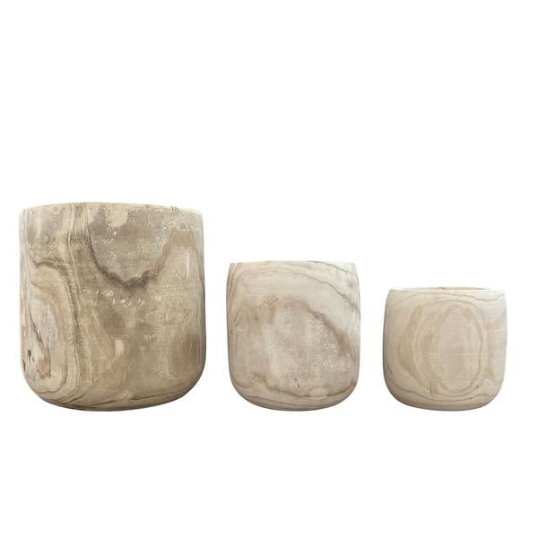 Pot - Hout lichtbruin Pia pot - set van 3  BotanicBridge