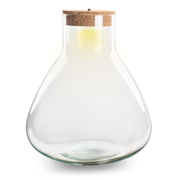 Terrarium fles - Erlenmeyer XL met verlichting in kurk - 32 cm hoog  BotanicBridge