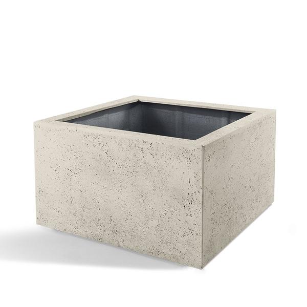 Pot Grigio Low Cube Antique White - D80 x H60  BotanicBridge